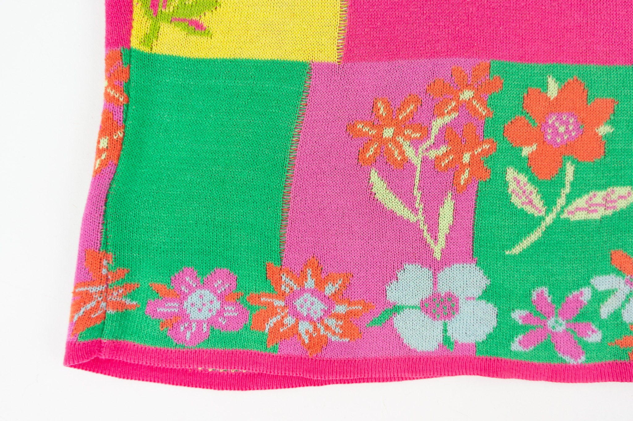 Kenzo Vintage Floral Knit Top 1990s | Colorful Cotton, Short