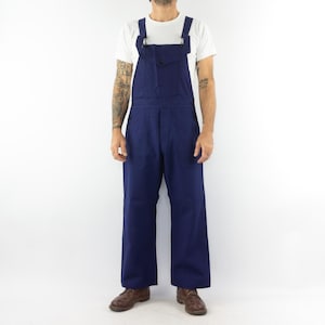 Service Postal PTT | French Vintage Workwear | 1950s | Indigo Blue Work Overall | Sanfor Cotton | Dungarees | Made in France | Size M