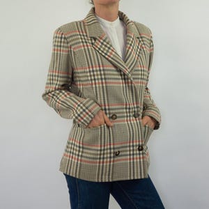 Blazer vintage in lana Courrèges anni '80 / Giacca a quadri Principe di Galles / Francia / M immagine 3
