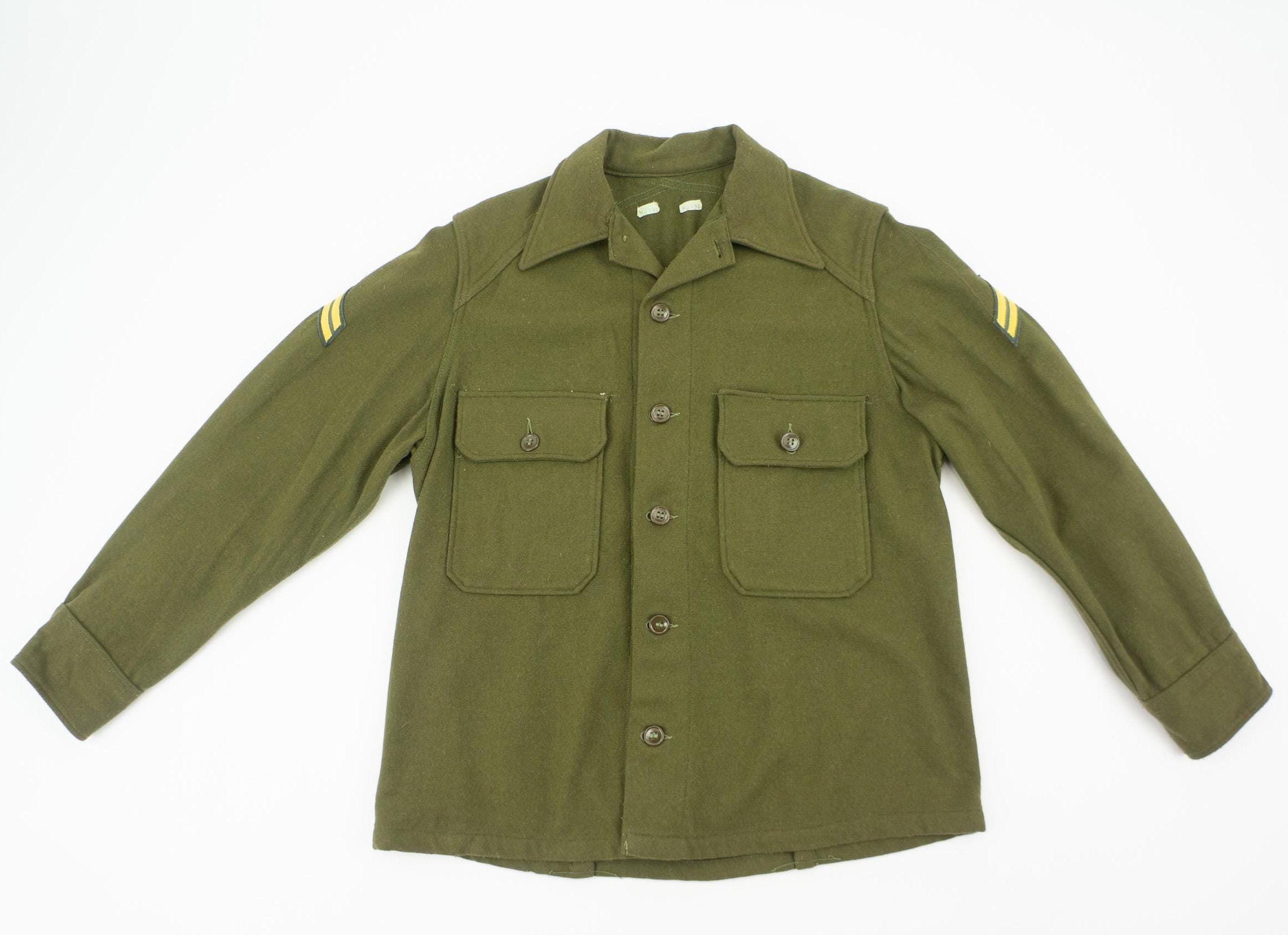 Vintage Wool Field Shirt 1950s | U.S. Army OG-108 Military Utility