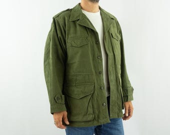 Vintage French Army Field Jacket 1960s | M47 Combat, Khaki HBT