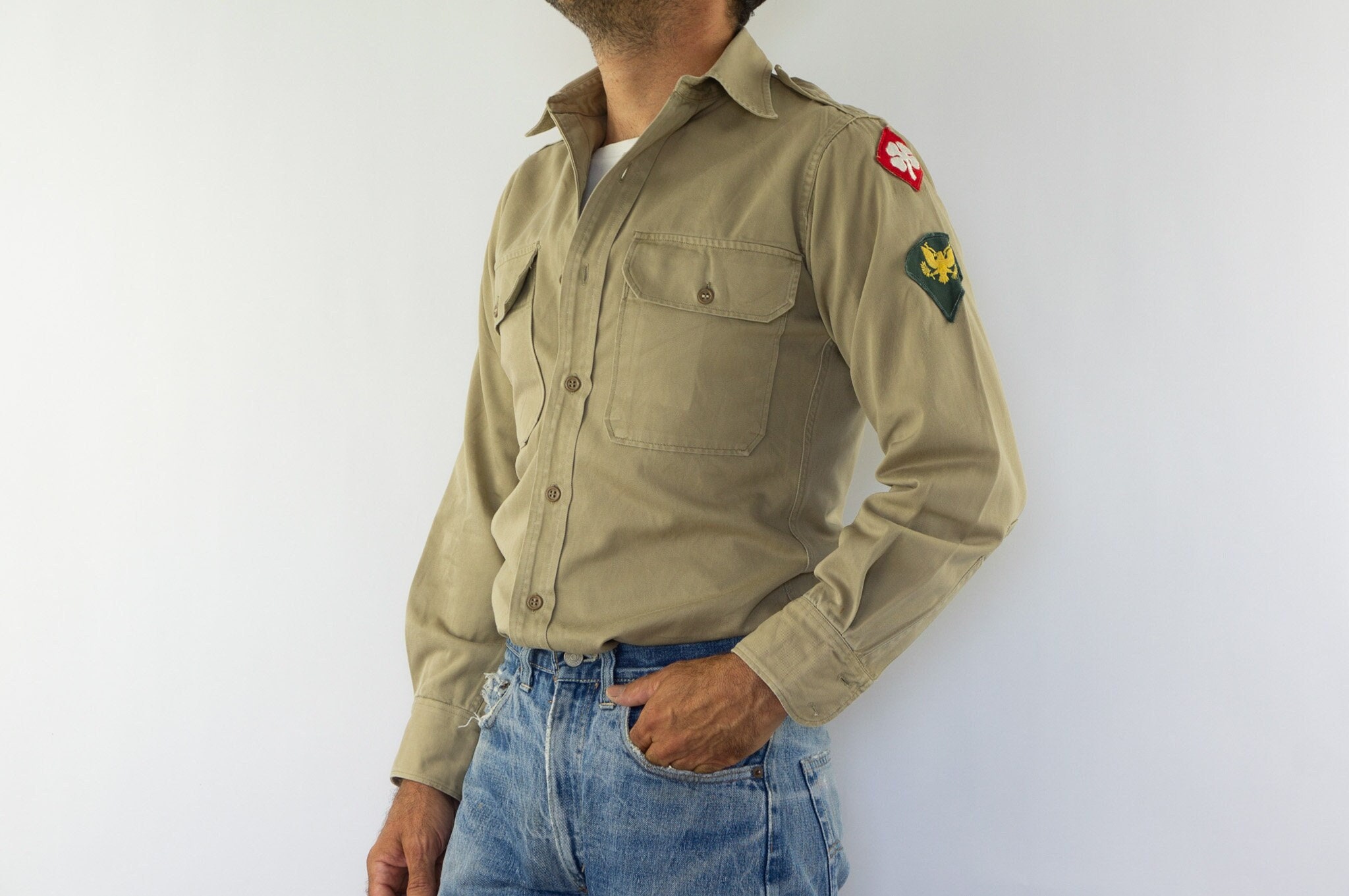 Vintage Military Shirt US Army 1940s WW2 Army Khaki Shirt Long Sleeves Button up Chino Shirt Patchs Made in USA Size S/M - Etsy Vintage Military Shirt US Army 1940s WW2 Army Khaki Shirt Long Sleeves Button up Chino Shirt Patchs Made in USA Size S/M - Etsy