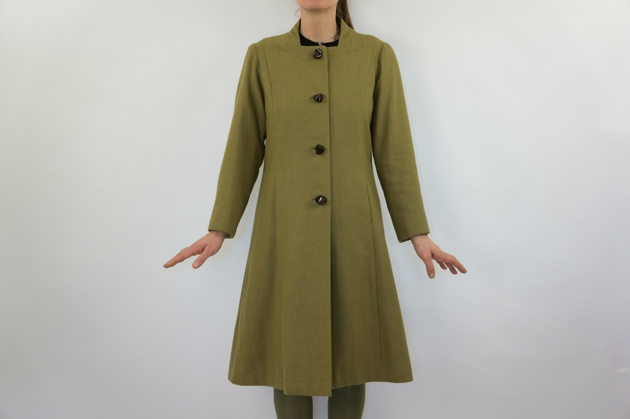 Vintage A-line Coat | 1950/60s | Mod Coat | Olive Green Vintage A-line Coat | 1950/60s | Mod Coat | Olive Green