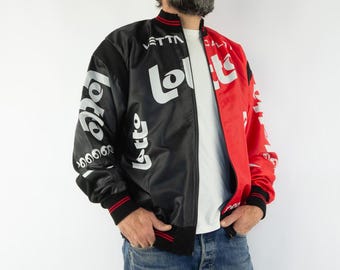 Vintage Lotto Cycling Jacket 1990s | Black & Red Bomber | Vetta Caloi Sportswear | Size M
