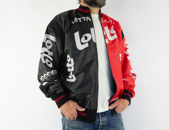 Vintage Lotto Cycling Jacket 1990s | Black & Red Bomber | Vetta