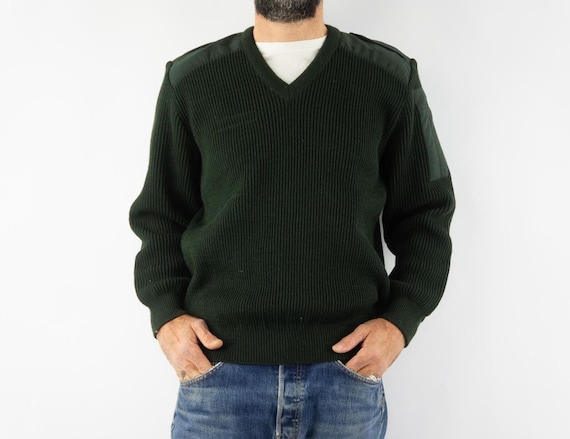 Vintage Saint James Military Sweater 1990s | Green Army Wool Blend 