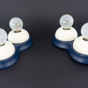 Set of 2 Vintage Wall Lamps | 1970s | Wall Sconces | Mid-Century Design | Wall Lights | Blue/White | Pop Art | Made in Spain