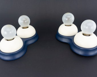 Set of 2 Vintage Wall Lamps | 1970s | Wall Sconces | Mid-Century Design | Wall Lights | Blue/White | Pop Art | Made in Spain