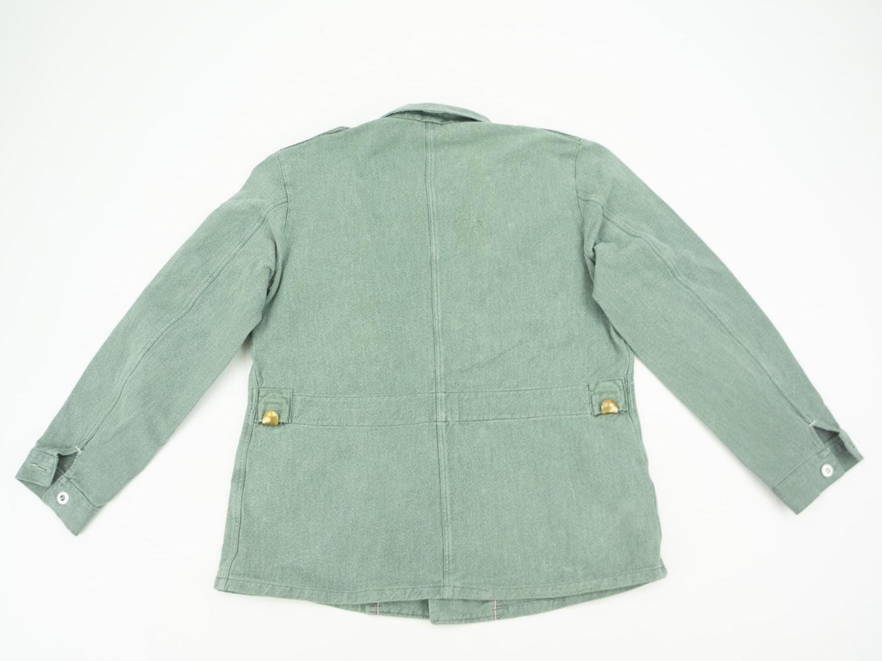 Vintage Swiss Army Denim Work Jacket 1950s | Green Grey Heavy