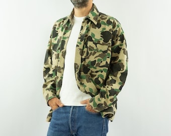 Vintage 60s Kamo Frogskin Duck Hunter Green Jacket Medium 1970s Us