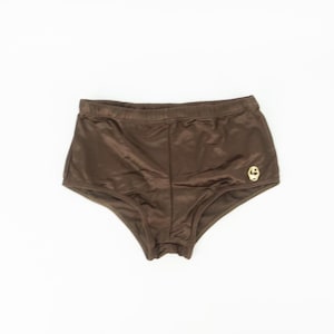 Vintage 1980s Men&#39;s Swim Brief | Shiny Brown Swimsuit | Fortson | High Waist Athletic Swim Trunks | Retro Swimwear | Made in Spain | NOS | M