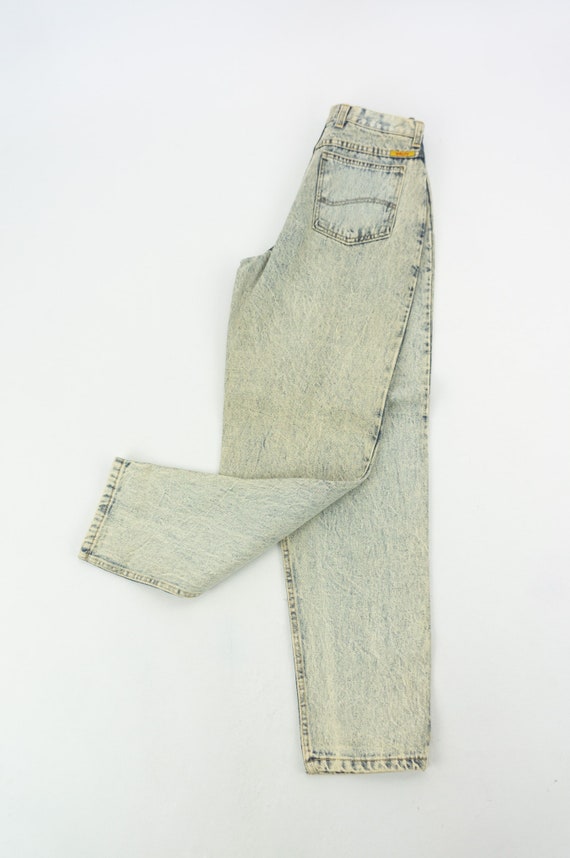 Vintage Acid Wash Jeans 1980s | High Waisted Tapered Denim Pants