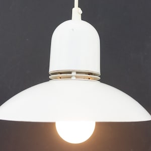 Vintage Pendant Lamp | 1970s | Chandelier | Ceiling Lamp | White Lacquered Aluminum | Scandinavian Design | Mid Century | Minimalist Lamp