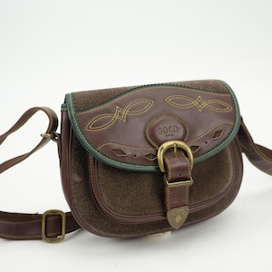 Vintage Soco 70s style sling bag Vintage 1970s Sling Bag, Vintage 70s Leather Pouch Crossbody  main image 2