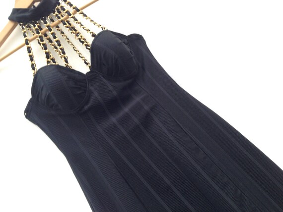 Vintage Bodycon Dress | 1980s | Black Dress with … - image 8