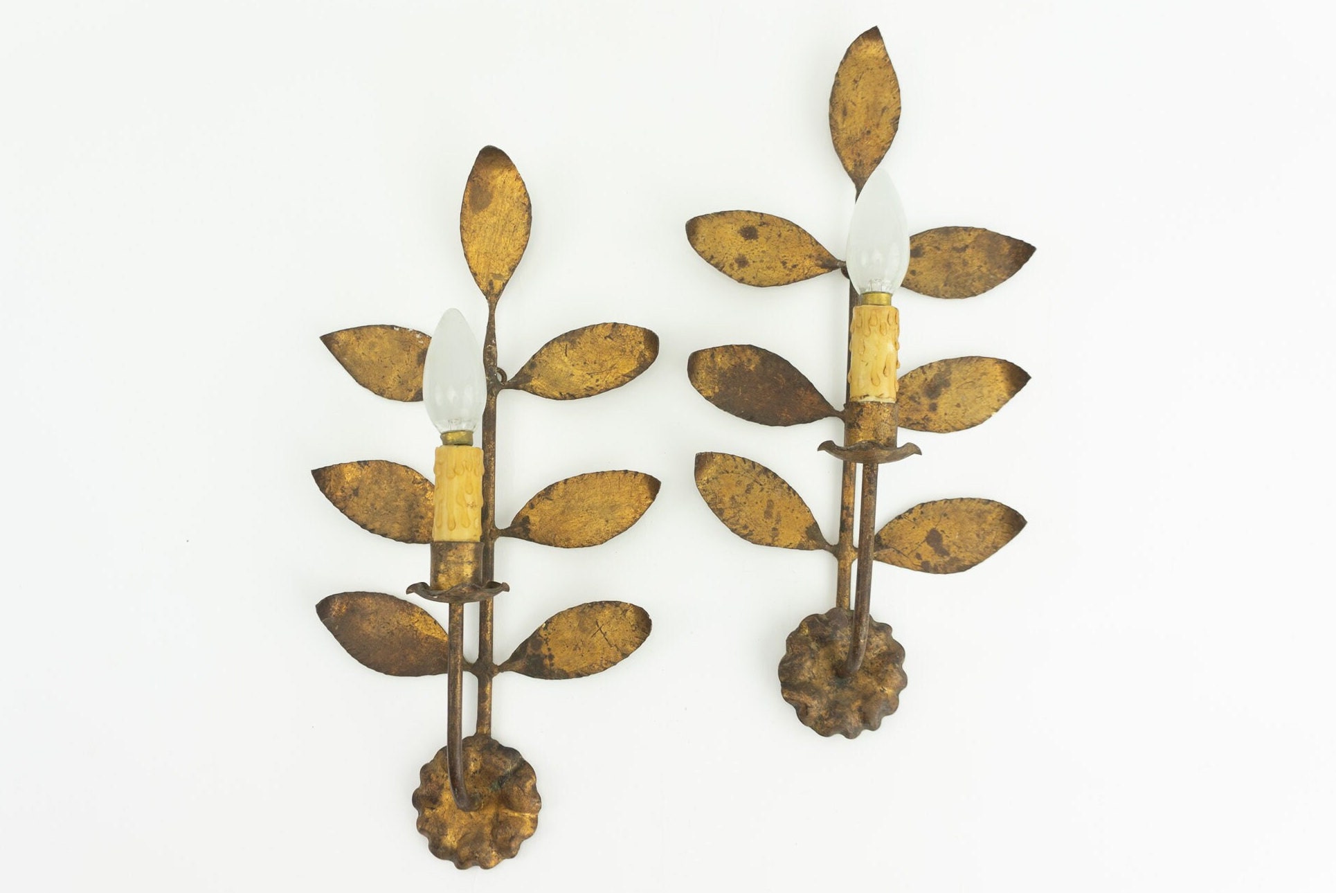 Lampade Da Parete Rosse Anni '50 Stile Italiano Mid Century - Set Di 2