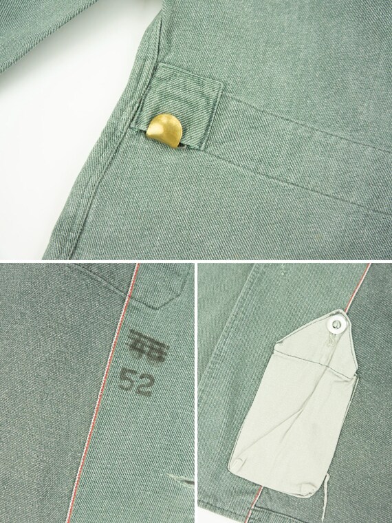 Vintage Swiss Army Denim Work Jacket 1950s | Green Grey Heavy