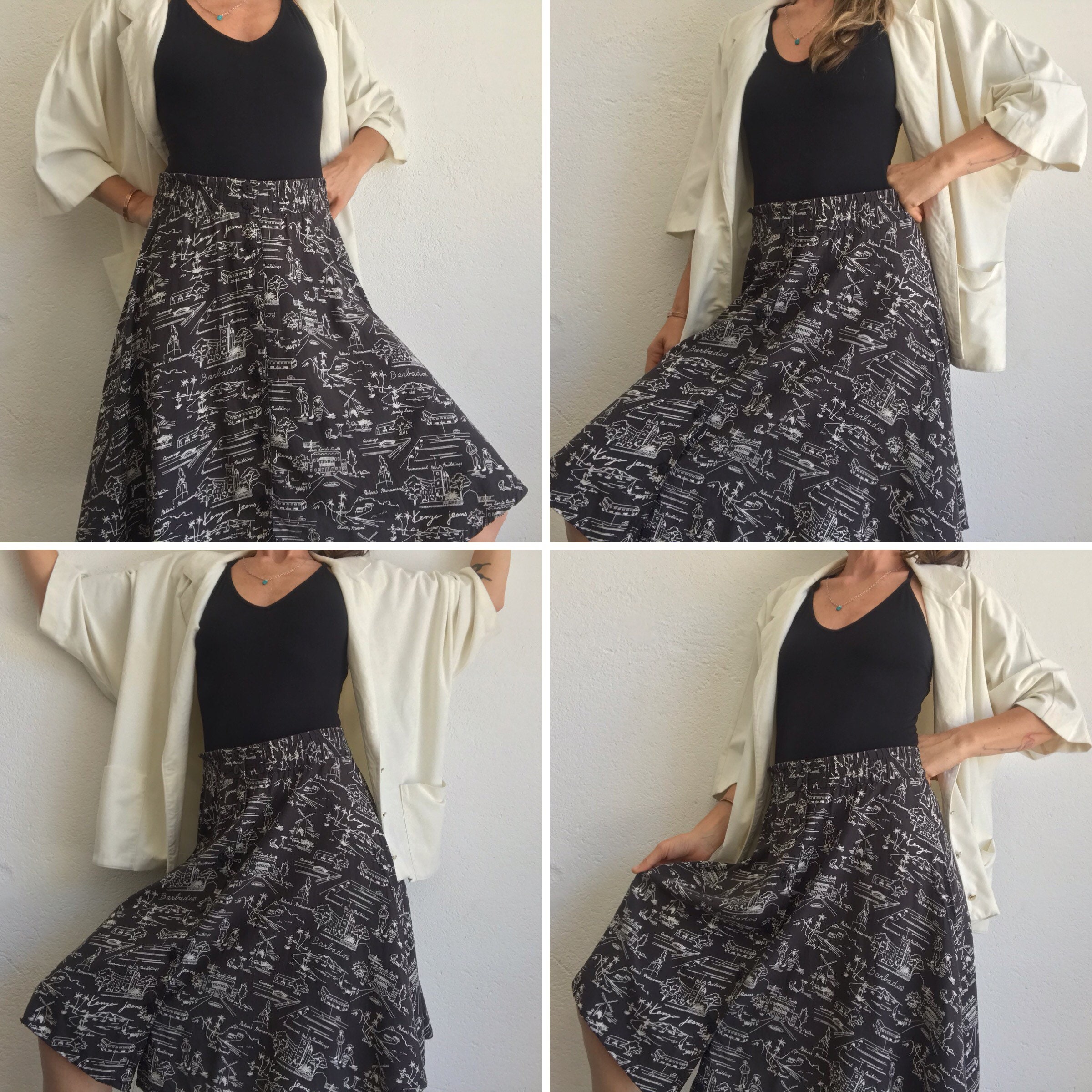 Kenzo Jeans | Vintage Print Skirt | 1980s | Cotton Skirt