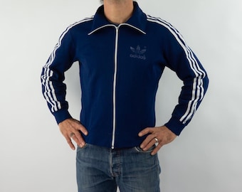 Vintage Adidas Track Jacket 1970s | Navy Blue, Trefoil Logo | SG Öpfingen Back | S/M