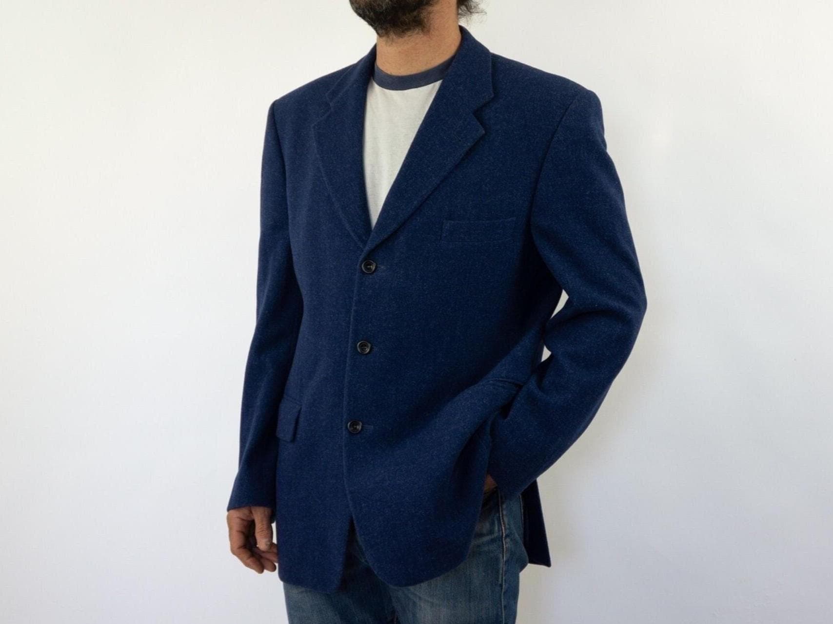 Yves Saint Laurent Vintage Men's Blazer 1980s | Blue/gray Yves Saint Laurent Vintage Men's Blazer 1980s | Blue/gray