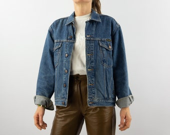 Wrangler | Vintage Denim Jacket | 1980s / 90s | Oversize | Dark Blue Denim | Trucker Jacket | Boyfriend Jacket | Loose Fit | Size S