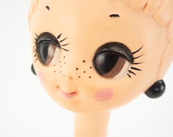 ヴィンテージのツイッギー風マネキンヘッド、1960年代レトロショップ