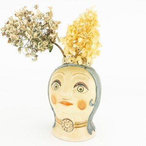 Vintage Anthropomorphic Vase | 1960s | Naive Art | Enameled Terracotta Vase | Ceramic | Handmade | Woman Face Vase | Pouchain Style