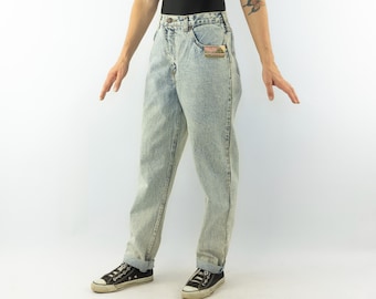Wallys Vintage Acid Wash Jeans 1980s | High Waisted Tapered Pants