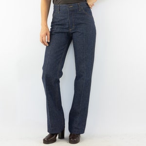 Pitusa | Vintage Bell Bottom Jeans | 1970s | High Waist Denim Pants | Dark Indigo Denim | Hippie Jeans | Made in Spain | NOS | Size S/M