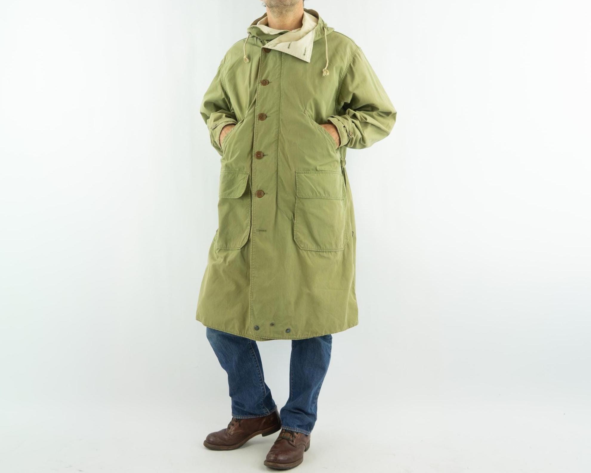 Vintage M42 Reversible Parka 1940s | Olive Green & White Military