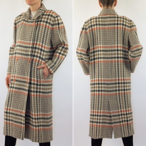 Vintage Courreges ullmaxikap från 1980-talet | Rutig Prince of Wales-kappa, dubbelknäppt | Frankrike | M bild 4