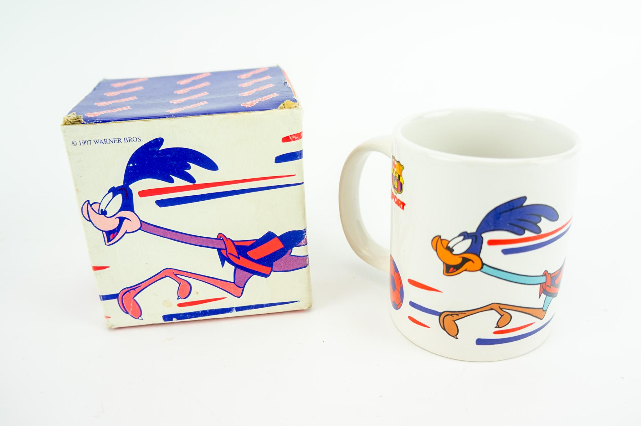 Barça | Vintage Ceramic Mug | 1990s | Porky Pig/Road Runner Mug | Warner Bros | Advertising Mug | FCB | Retro Mug | Made in Spain