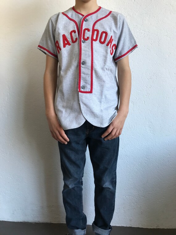 Felco/raccoons Team | Vintage Baseball Jersey | 1950s | Grey/red 
