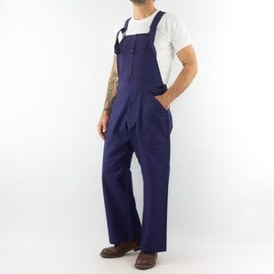 Service Postal PTT | French Vintage Workwear | 1950s | Indigo Blue Work Overall | Sanfor Cotton | Dungarees | Made in France | Size M