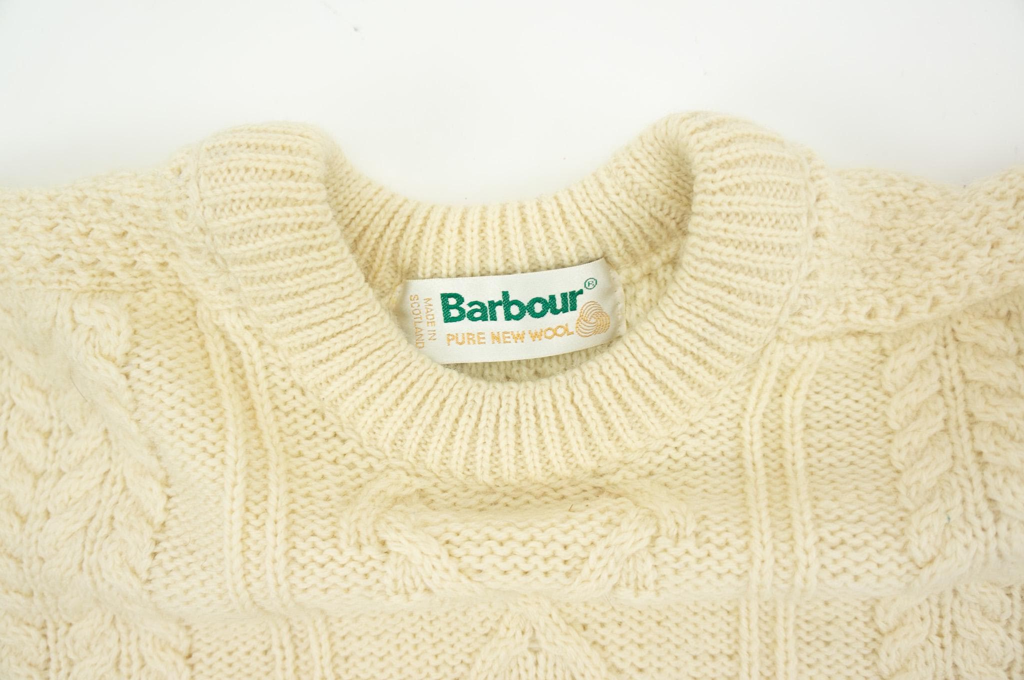 Barbour Vintage Fisherman Sweater 1980s | Beige Aran Wool Cable