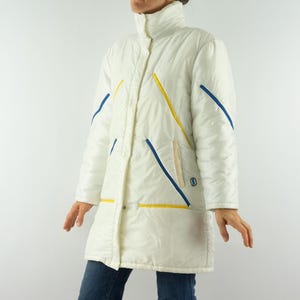 Vintage Women’s Ski Jacket 1980s | White Nylon Puffer Coat Anorak | Retro Winter Outerwear | Ski Jacket | Made in Italy | Size M