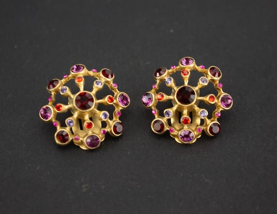 Boucles D'oreilles Clips Vintage AGATHA - Métal Doré Style Baroque - Occasion