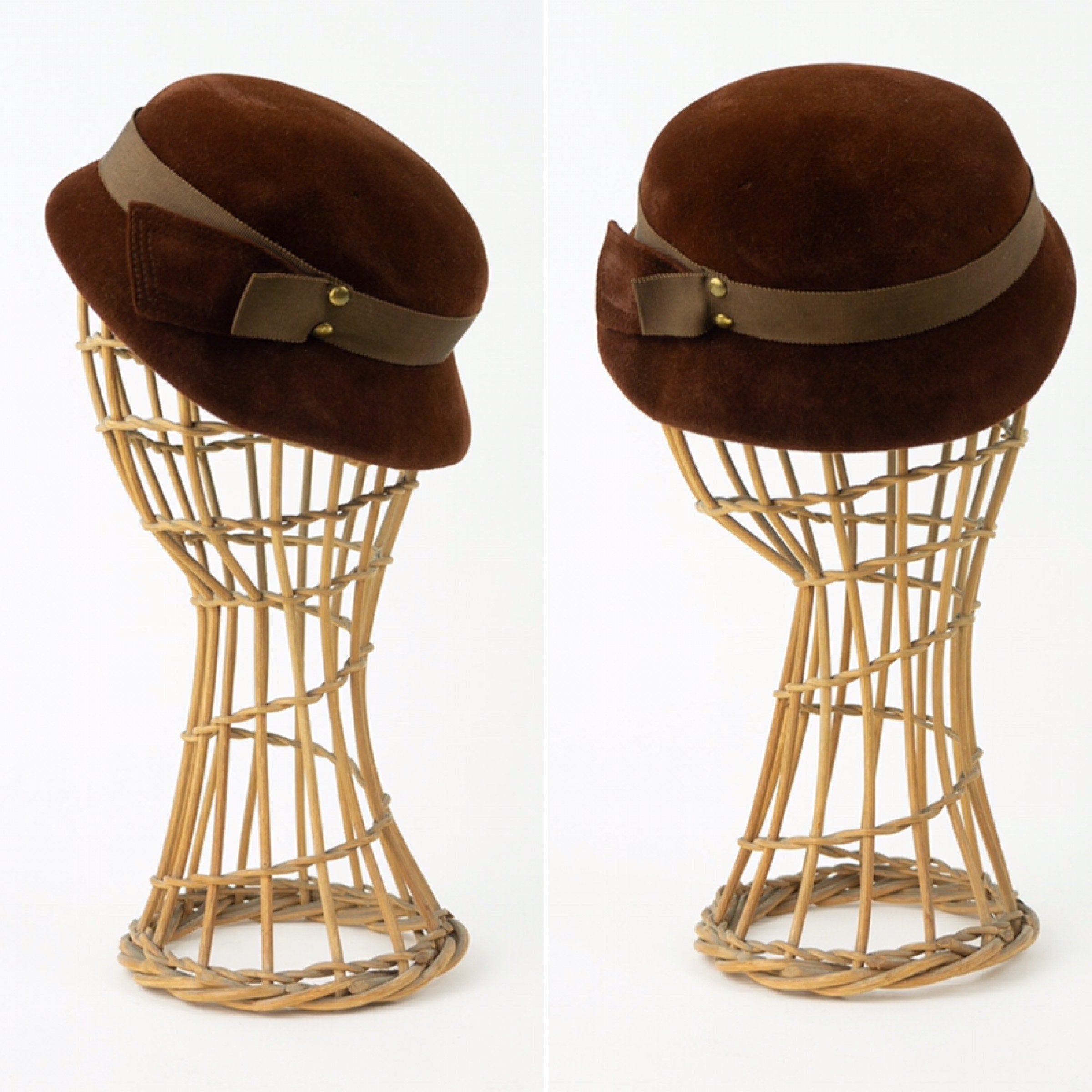 Vintage‎ 1950s Brown Velour Cocktail Hat Feather Fascinator Small A gathering of 1950s fascinators and mini hats — feathers  main image 4
