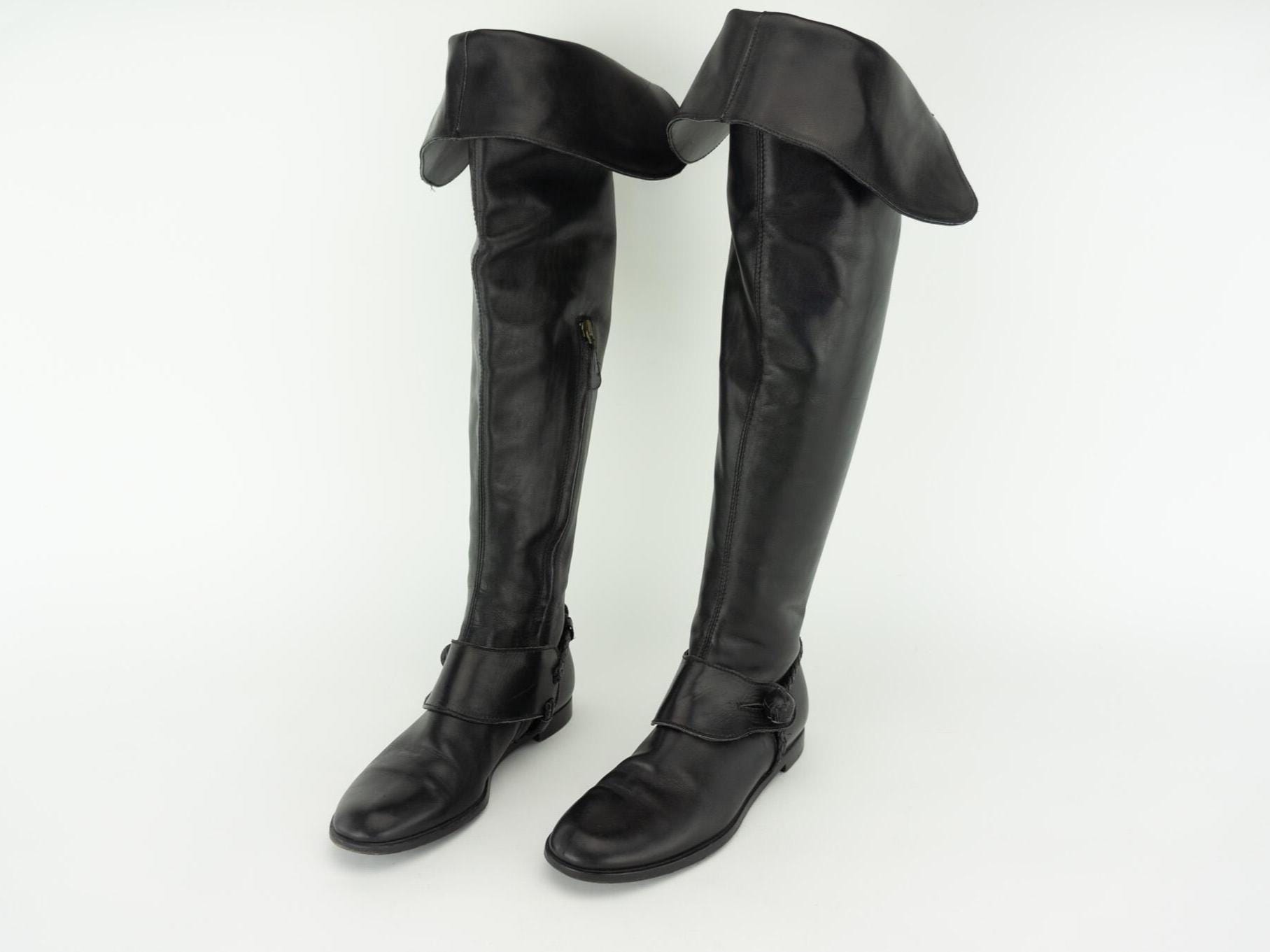 Vintage Alexander Mcqueen Over-knee Leather Boots 1990s | Braided