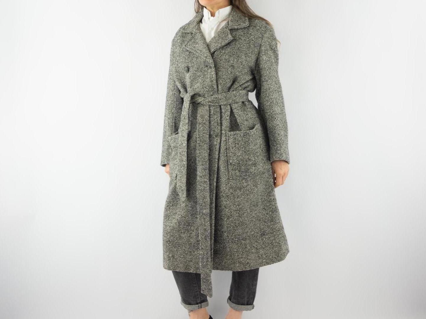 Manteau Long à Capuche En Mohair/laine - Marron, Taille 40/42, Occasion Très Bon état