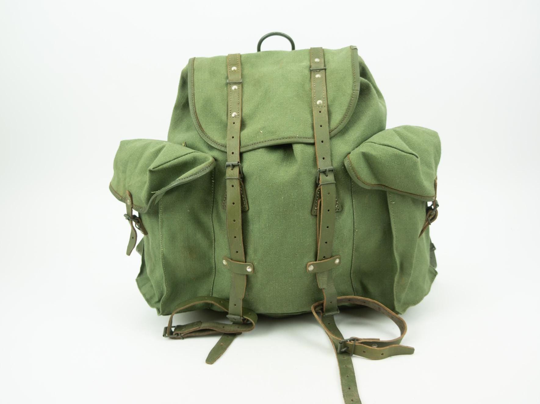 Lafuma Vintage Hiking Backpack 1960s | Khaki Canvas Leather