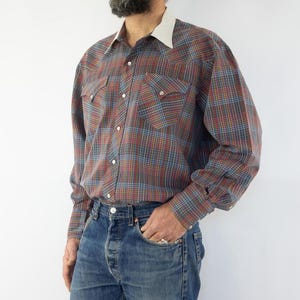 Chemise Western Vintage Cowboy H Bar C Années 50 - Taille S - Polyester - Détails Brodés Et Boutons Pression