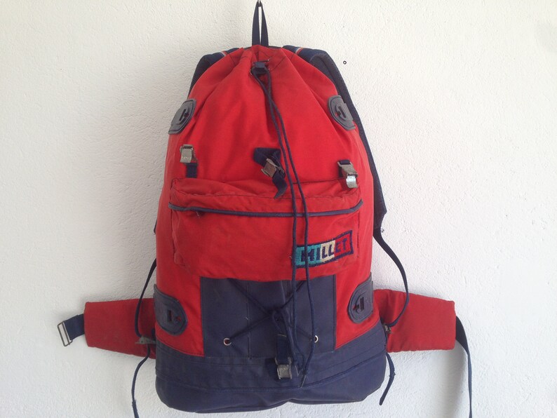 Redblue Vintage French backpack 1970s Hiking bag Millet Big size