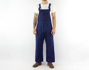 Vintage PTT Postal Service Overalls 1950s | Indigo Chore Cotton Work Dungarees | Workwear | France | M