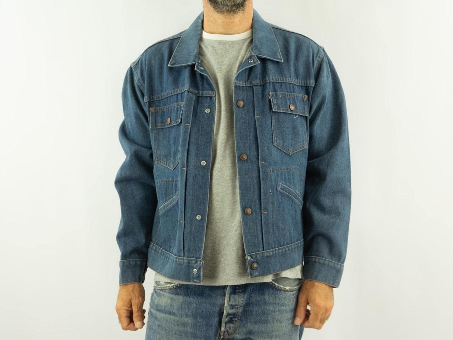 Chemise Veste Vintage Big Mac Années 50 - Denim Sanforisé, Taille L, Poitrine 42, Style Workwear