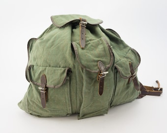 Pouch DDR | Vintage Backpack | 1960s | Hiking Rucksack | Mountain Bag | Military Bag | Hunting | Canvas/Leather | Made in Germany | XL