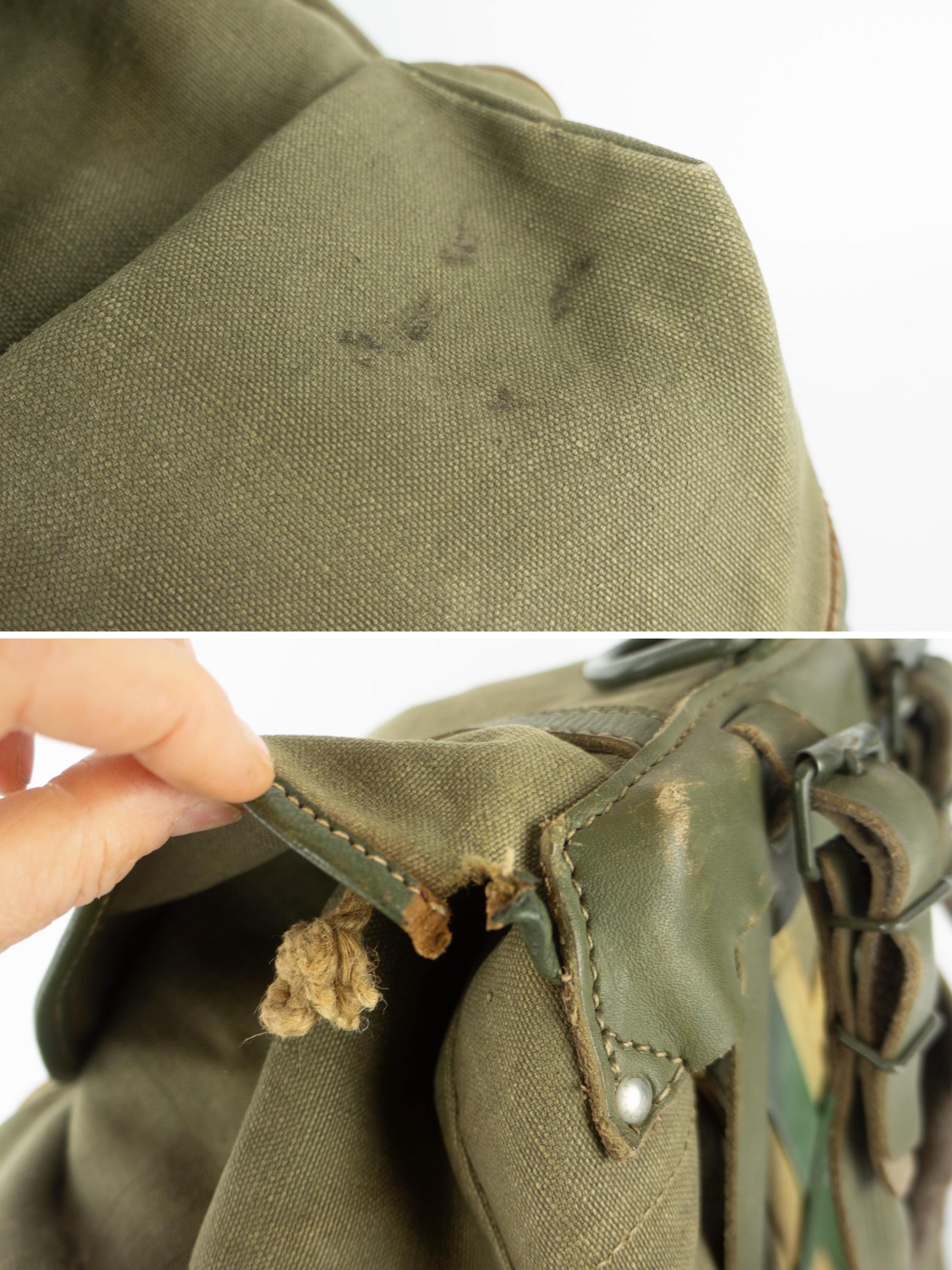Vintage Lafuma Hiking Backpack 1960s | Khaki Canvas Leather French
