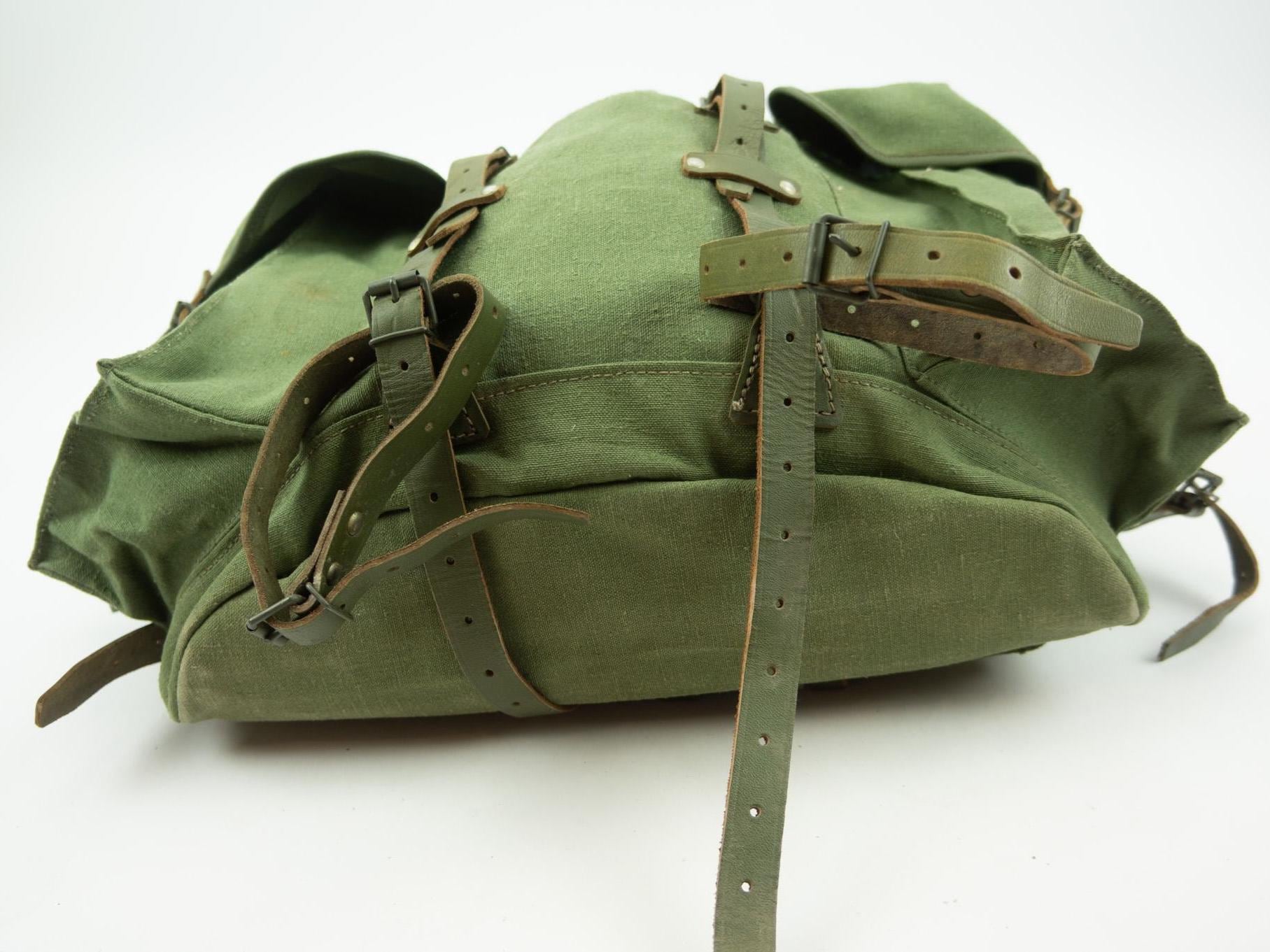 Vintage Lafuma Hiking Backpack 1960s | Khaki Canvas Leather