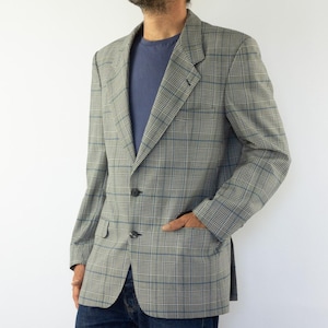 Vintage Yves Saint Laurent Blazer 1980s | Prince of Wales Check Suit Jacket | France | M