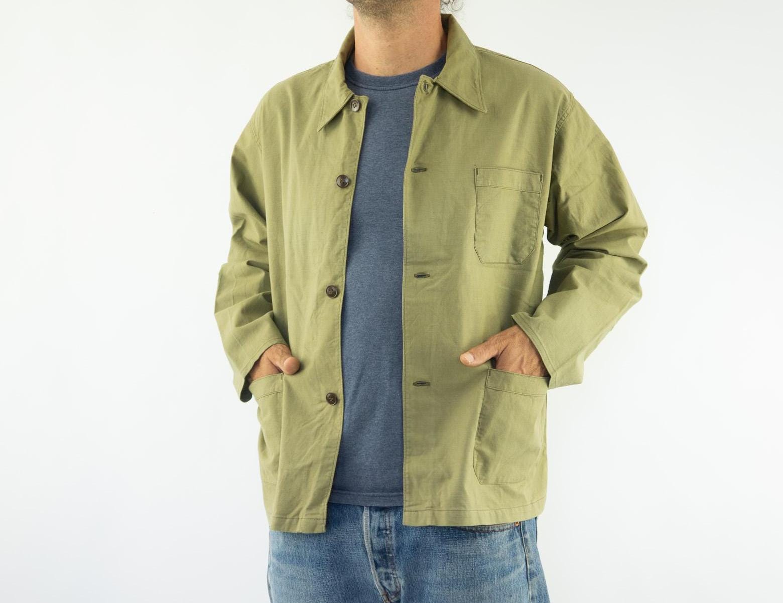 40-50s French Army Black Chambray Atelier Coat